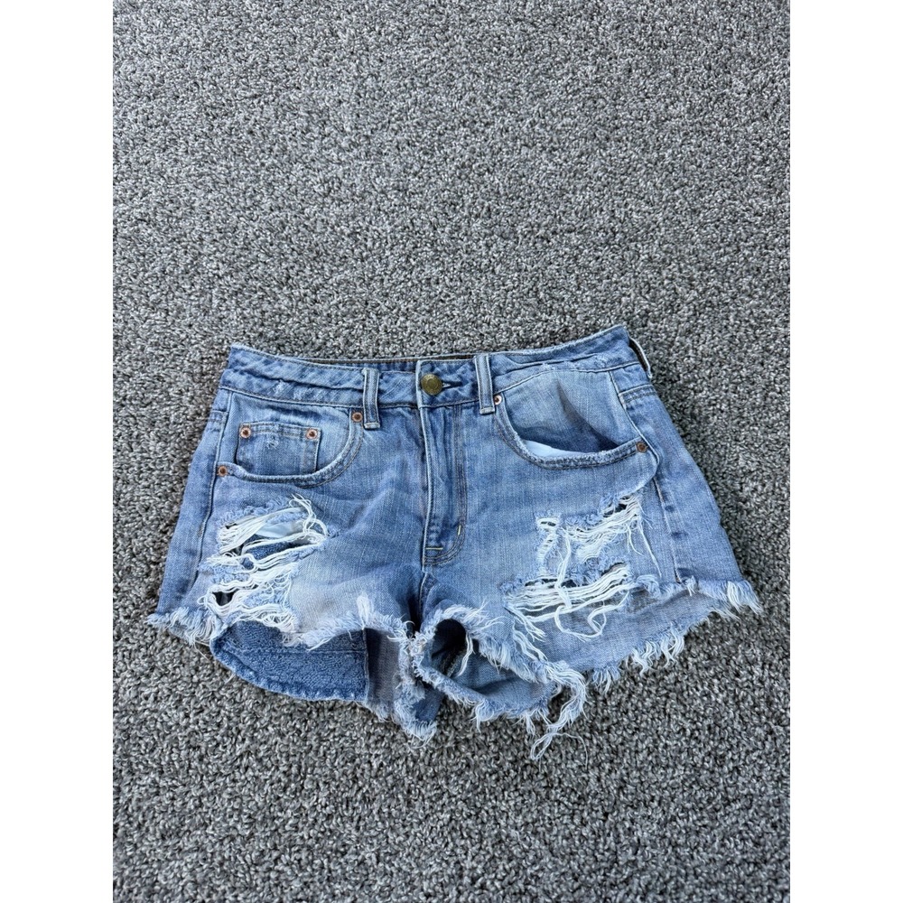 Vintage Y2K American Eagle Hi-Rise Festival Jean Shorts Women's Size 4 Blue